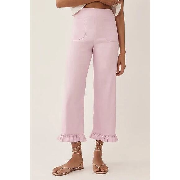 NWT Maeve The Colette Ruffle-hem Cropped Wide-leg Pants Sz 24Tall Lilac #8B507 - Picture 3 of 12